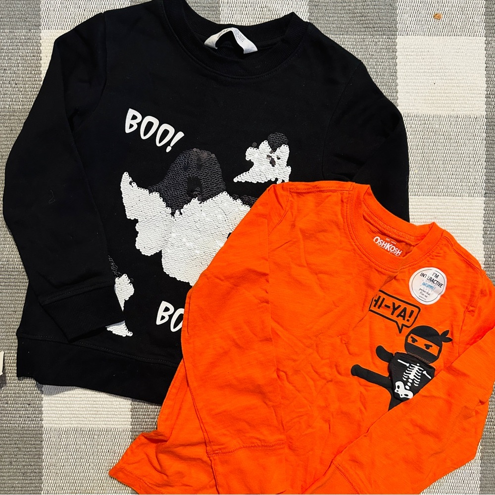 NWT TWO Oshkosh & H&M Halloween long sleeve shirts sweater for children kids